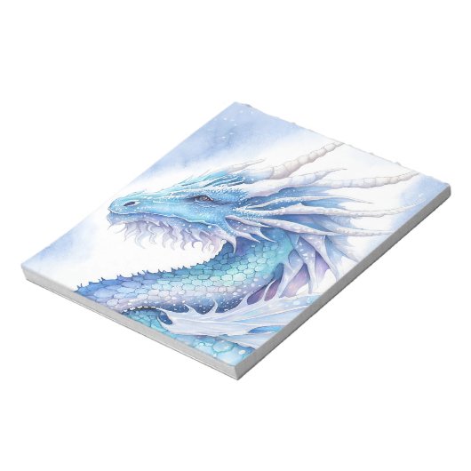 Ice Dragon in Light Blue Waterverf Notitieblok (Linkerzijde)