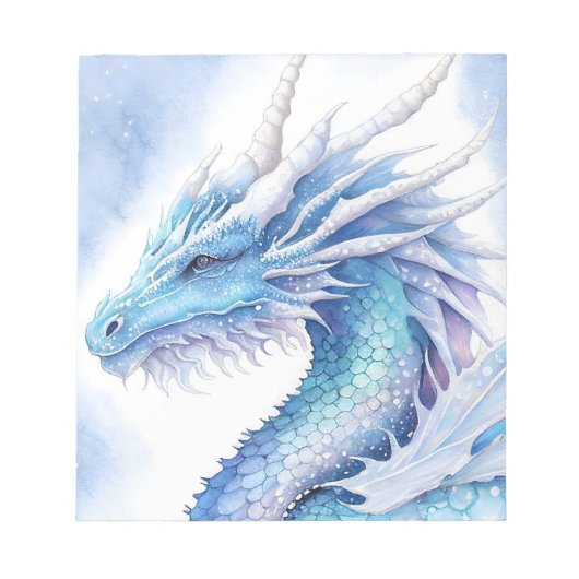 Ice Dragon in Light Blue Waterverf Notitieblok (Voorkant)