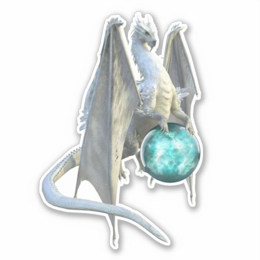 Ice Dragon Sneeuw Winter glazen bol Sticker (Voorkant)