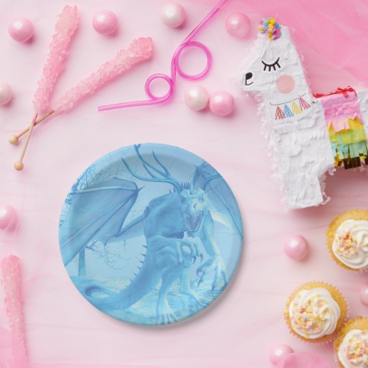 Ice dragon with antlers papieren bordje (Feest)