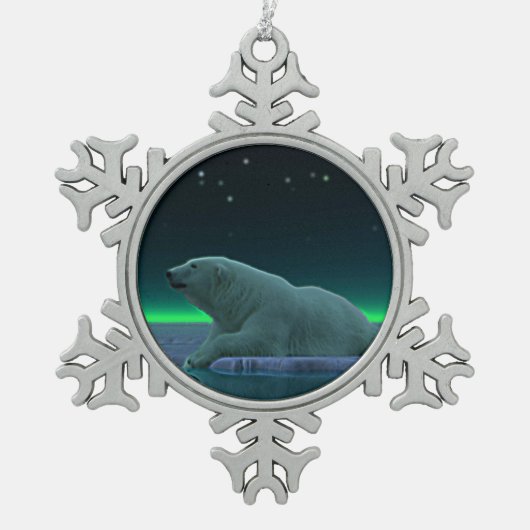 Ice Edge Polar-Beer Tin Sneeuwvlok Ornament (Voorkant)