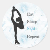 Ice Figuur skistel "Eat Sleep Schaats Repea" Ronde Sticker (Voorkant)