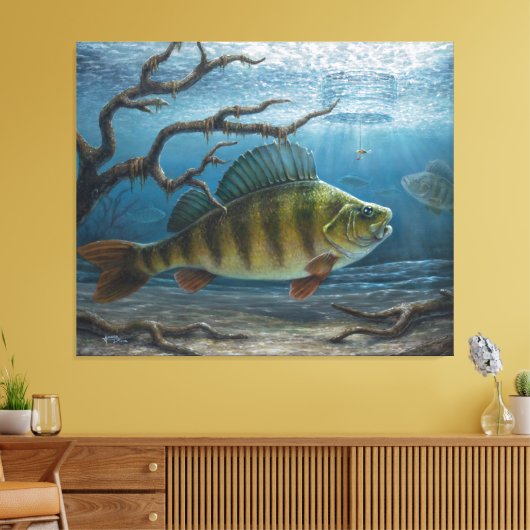 Ice Fishing for Perch Canvas Afdruk (Insitu (Woonkamer))