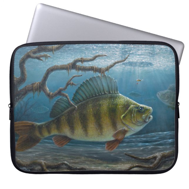 Ice Fishing for Perch Laptop Sleeve (Voorkant)