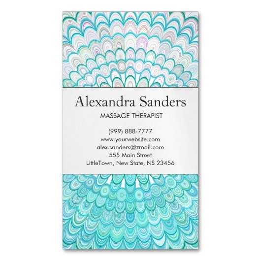 Ice Flower Mandala Magnetisch Visitekaartje (Voorkant Verticaal)