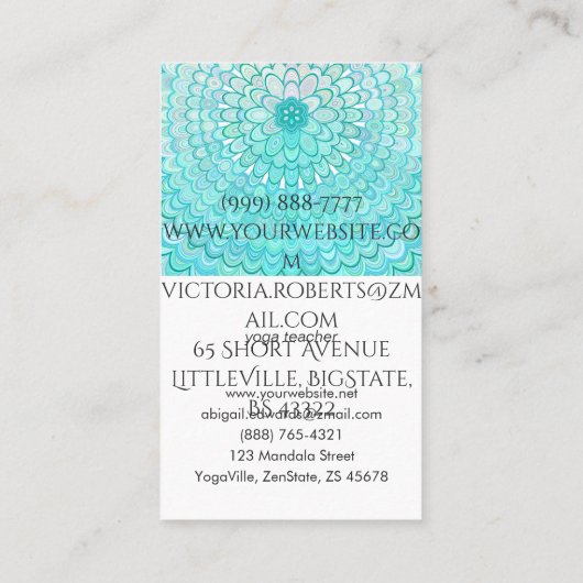 Ice Flower Mandala Visitekaartje (Achterkant)