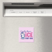 Ice for you Funny Penguin Cute Valentijnsdag roze Magneet (Insitu (Vaatwasser))