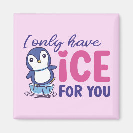 Ice for you Funny Penguin Cute Valentijnsdag roze Magneet