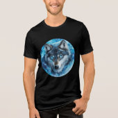 Ice Galaxy Wolf with Blue Eyes Tri-Blend Shirt (Voorkant)