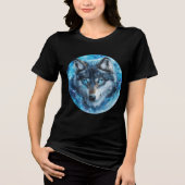 Ice Galaxy Wolf with Blue Eyes Tri-Blend Shirt (Voorkant)