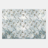 Ice Gray Winter Holly Berries Golden Snowfall Inpakpapier Vel (Voorkant 2)