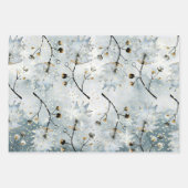Ice Gray Winter Holly Berries Golden Snowfall Inpakpapier Vel (Voorkant)