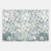 Ice Gray Winter Holly Berries Golden Snowfall Inpakpapier Vel (Voorkant 3)