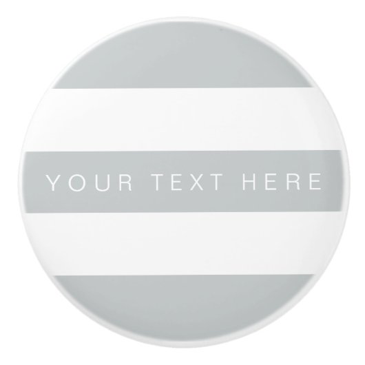 Ice Grey & White Striped Custom Keramische Knop (Voorkant)