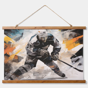 Ice Hockey Actie Sport Schilderen Abstracte Art De Hangend Wandkleed