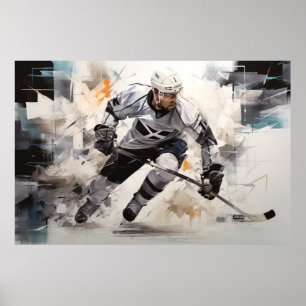 Ice Hockey Actie Sport Schilderen Abstracte Art De Poster