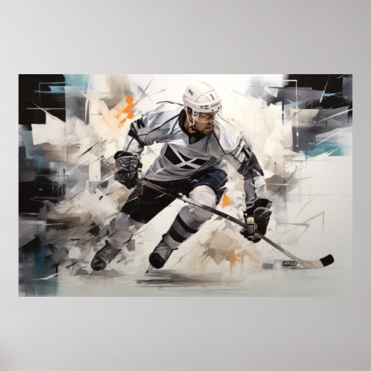 Ice Hockey Actie Sport Schilderen Abstracte Art De Poster (Voorkant)