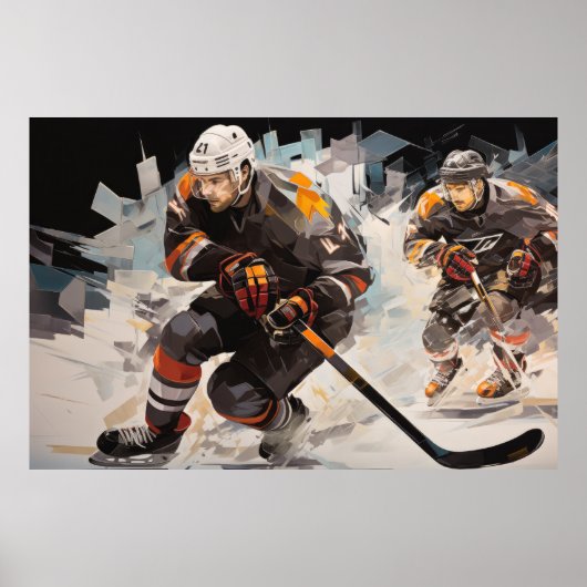Ice Hockey Actie Sport Schilderen Abstracte Art De Poster (Voorkant)