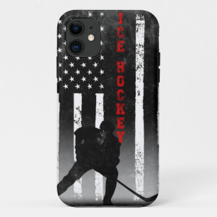 Ice Hockey American Flag Black Case-Mate iPhone Case