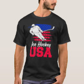 Ice Hockey American Flag USA Vlag Support Team T-shirt (Voorkant)