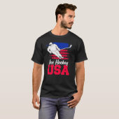 Ice Hockey American Flag USA Vlag Support Team T-shirt (Voorkant volledig)