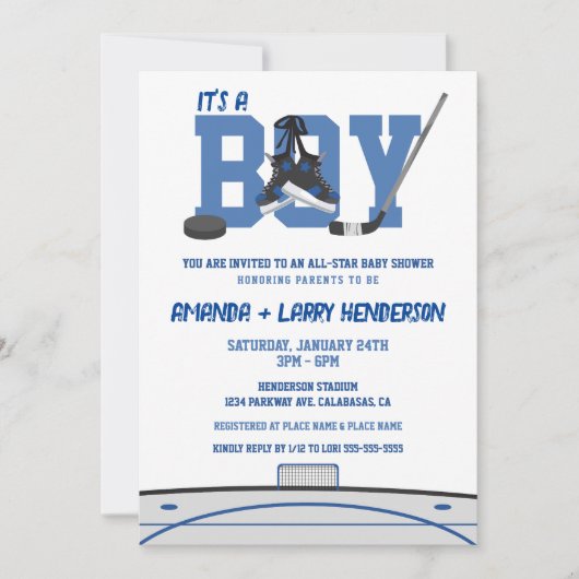 Ice Hockey Baby shower Kaart (Voorkant)