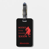 Ice Hockey bagagelabel favoriete seizoen rood (Achterkant verticaal)