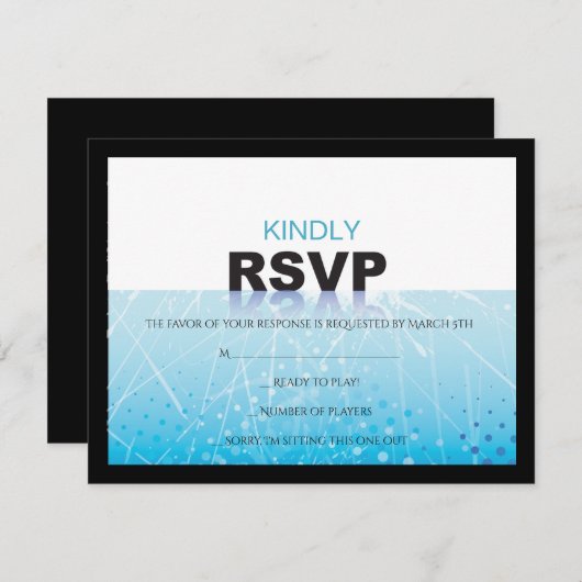 ICE HOCKEY Bar Bat Mitswa Reply RSVP-kaart Kaart (Voorkant / Achterkant)