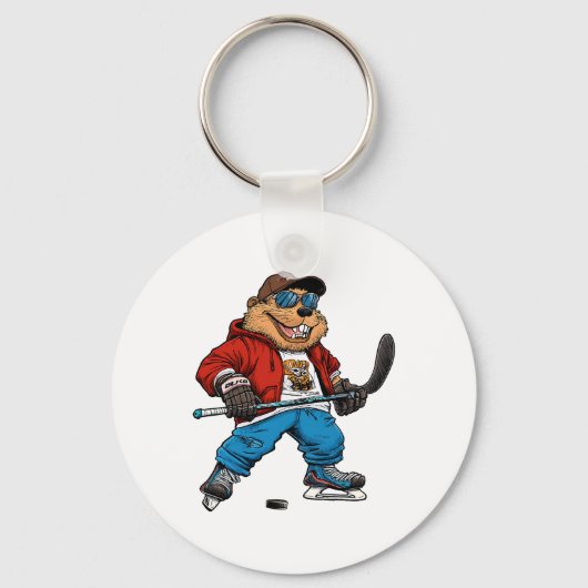 Ice Hockey Beaver  Sleutelhanger (Voorkant)