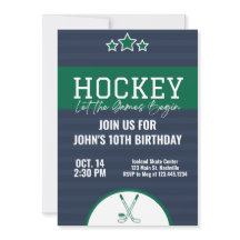 Ice Hockey Birthday Blue Green Stripe