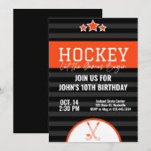 Ice Hockey Birthday Oranje Black Stripe Kaart (Voorkant / Achterkant)