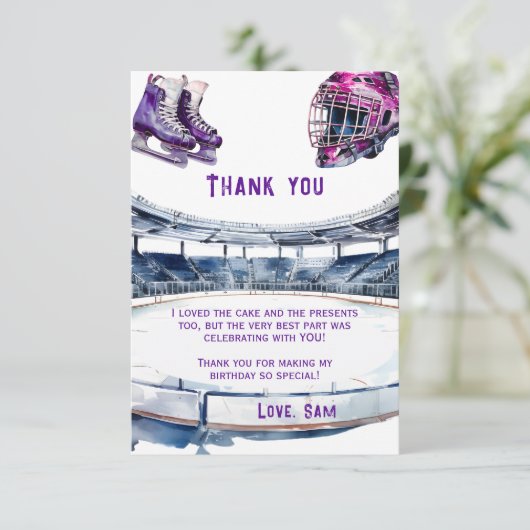 Ice Hockey Birthday Party Bedankkaart