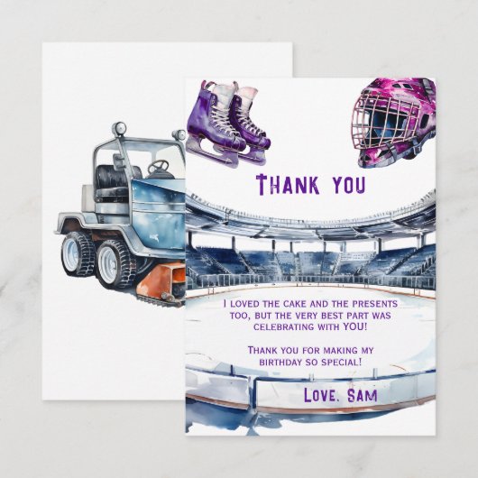 Ice Hockey Birthday Party Bedankkaart (Voorkant / Achterkant)