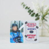 Ice Hockey Birthday Party Foto Kaart (Staand voorkant)