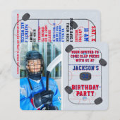 Ice Hockey Birthday Party Foto Kaart (Voorkant / Achterkant)
