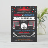 Ice Hockey Birthday Party Invitation Kaart (Staand voorkant)