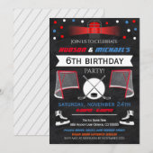 Ice Hockey Birthday Party Invitation Kaart (Voorkant / Achterkant)