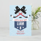 Ice Hockey Birthday Party Invitation Kaart (Staand voorkant)