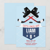 Ice Hockey Birthday Party Invitation Kaart (Voorkant / Achterkant)