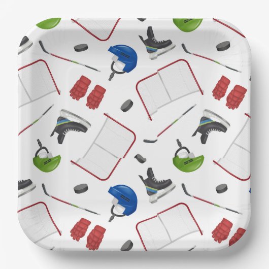 Ice Hockey Birthday Party Papieren Bordje (Voorkant)