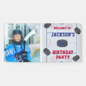 Ice Hockey Birthday Party Photo Spandoek (Horizontaal)