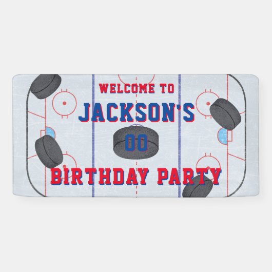 Ice Hockey Birthday Party Spandoek (Horizontaal)
