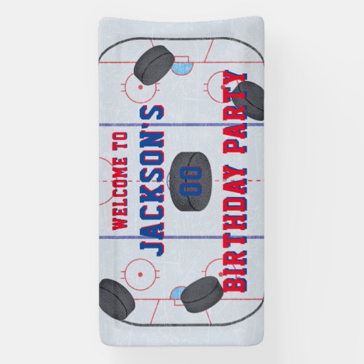 Ice Hockey Birthday Party Spandoek (Verticaal)