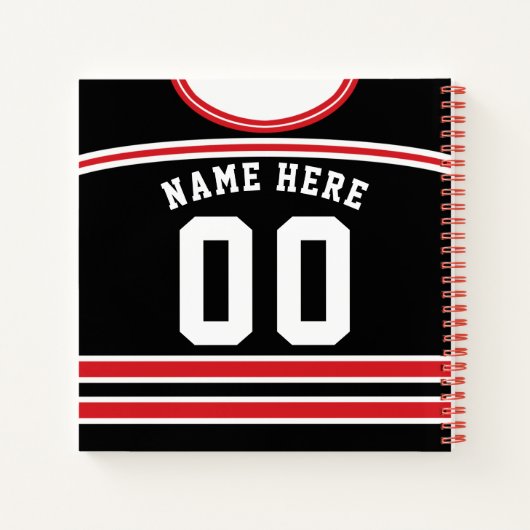 Ice Hockey Black & Red Jersey Notitieboek (Achterkant)