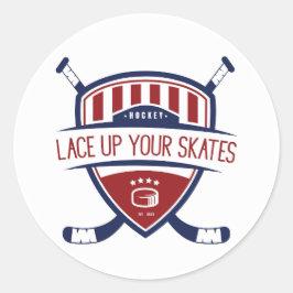 Ice Hockey Blue Red Sking Ronde Sticker