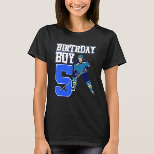 Ice Hockey Boy 5th Birthday Sport Player Coach Gr T-shirt (Voorkant)