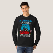 Ice Hockey By Day Gaming By Night Video Game Contr T-shirt (Voorkant volledig)