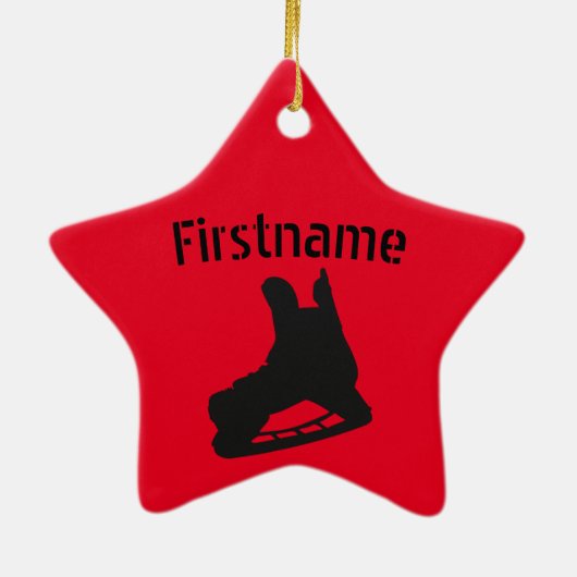 Ice hockey Christmas ornament - player red black (Achterkant)