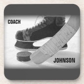 Ice Hockey Coach Bedankt Drankjes Onderzetter (Voorkant)