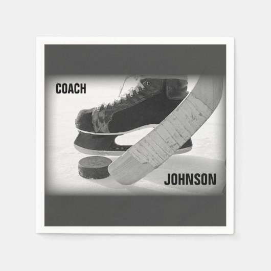 Ice Hockey Coach Bedankt Servetten (Voorkant)